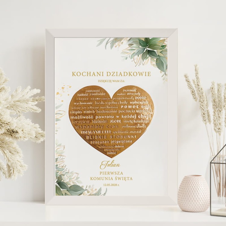 RAMKA z Plakatem Podziękowanie dla Rodziców Chrzestnych/Dziadków na Komunię