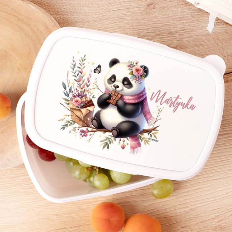 ŚNIADANIÓWKA z pandą lunchbox z imieniem dla dziewczynki