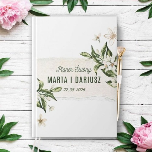 PLANER ślubny książkowy Biel i Zieleń