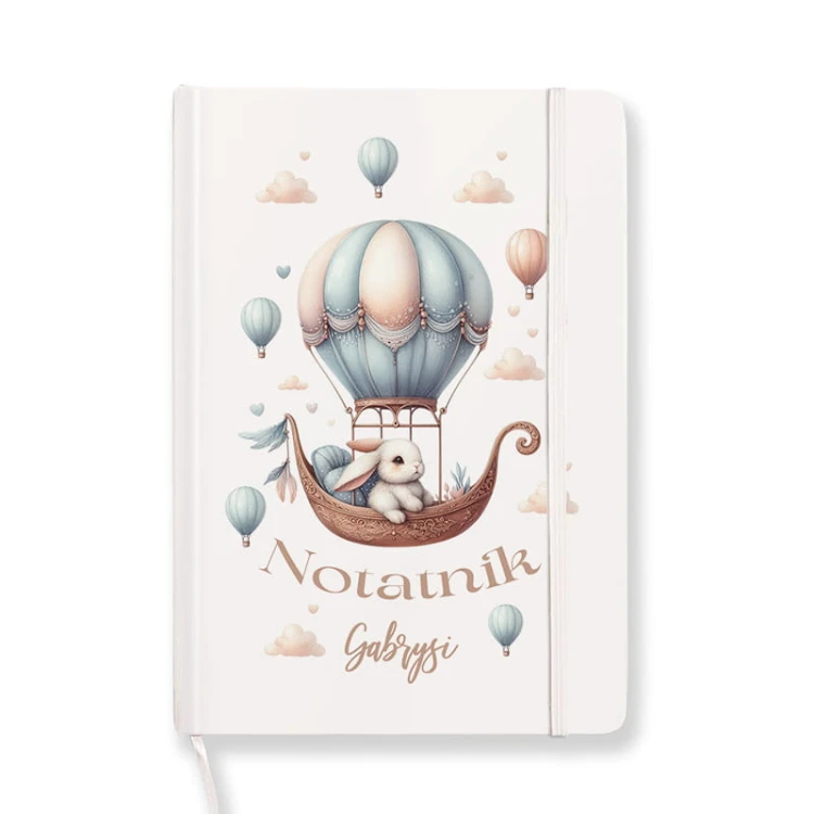 NOTATNIK z imieniem dziecka Zajączek w balonie
