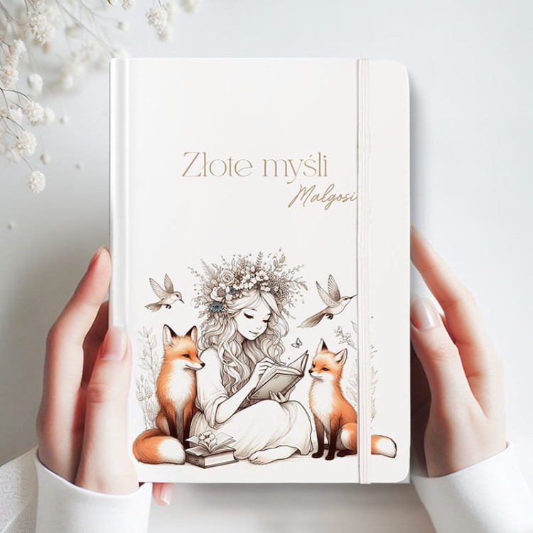 NOTATNIK PAMIĘTNIK z gumką na złote myśli prezent dla dziewczynki