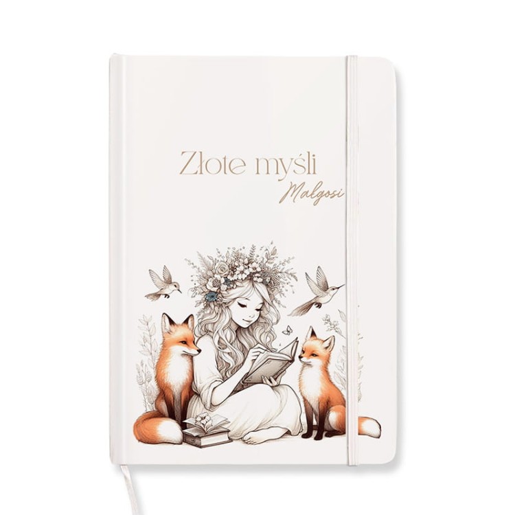 NOTATNIK PAMIĘTNIK z gumką na złote myśli prezent dla dziewczynki