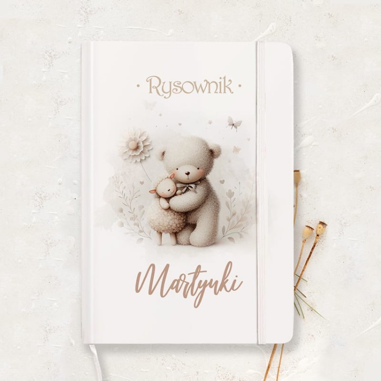 NOTATNIK rysownik z imieniem Miś i Owieczka
