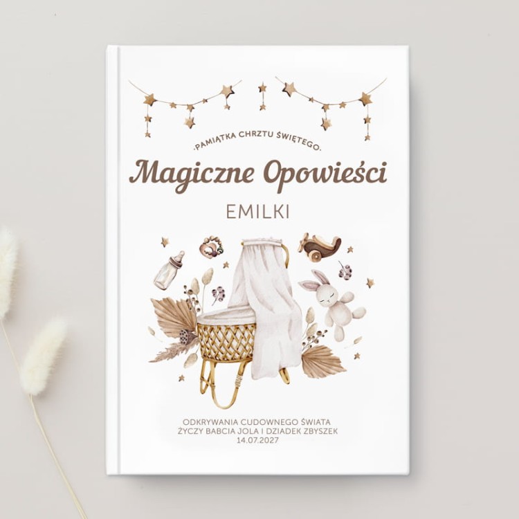 KSIĄŻKA z Bajkami Prezent na Chrzciny Boho