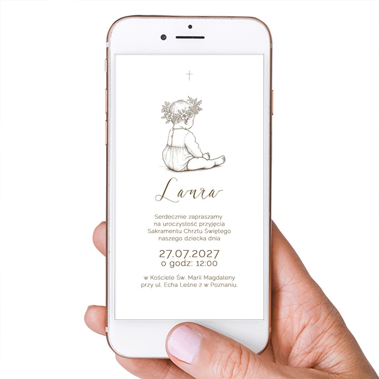 Nowoczesne ZAPROSZENIE Elektroniczne na Chrzest Święty