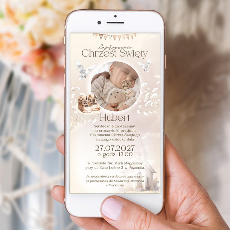ZAPROSZENIE Elektroniczne Na Chrzest ze Zdjęciem Dziecka