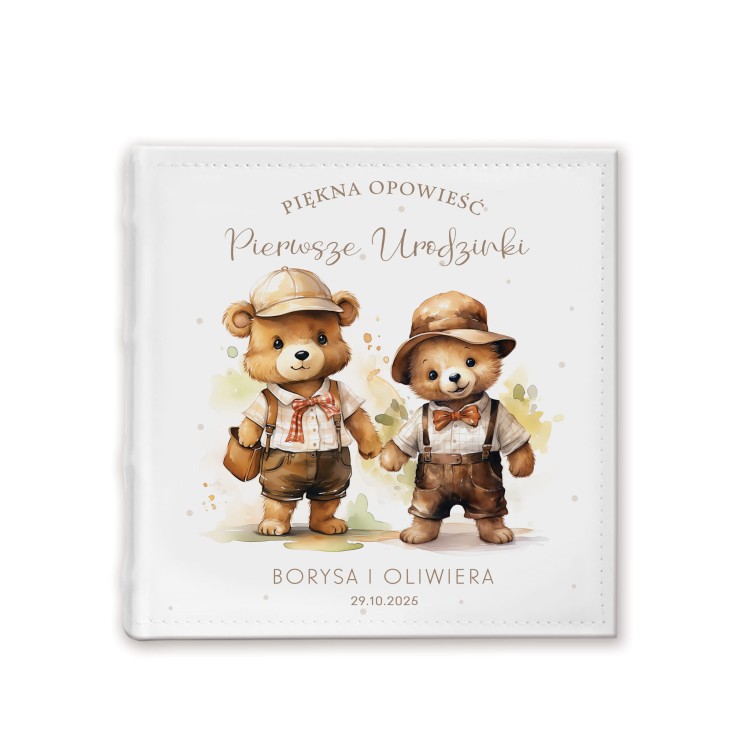 ALBUM kieszeniowy na zdjęcia prezent na roczek bliźniaków
