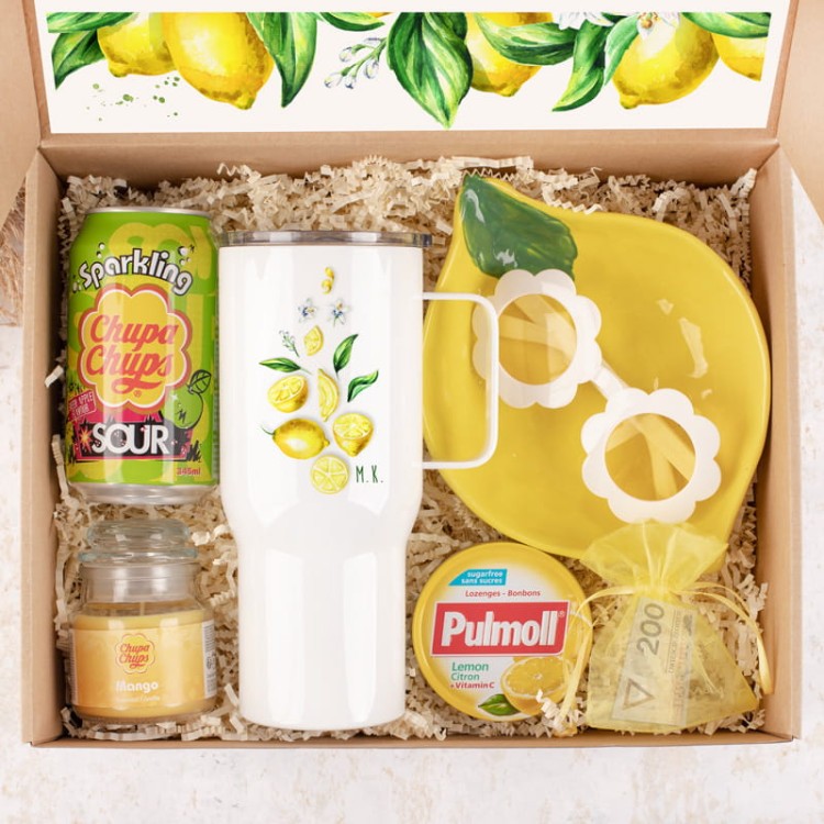 Orginalny prezent dla panny młodej z motywem cytryn