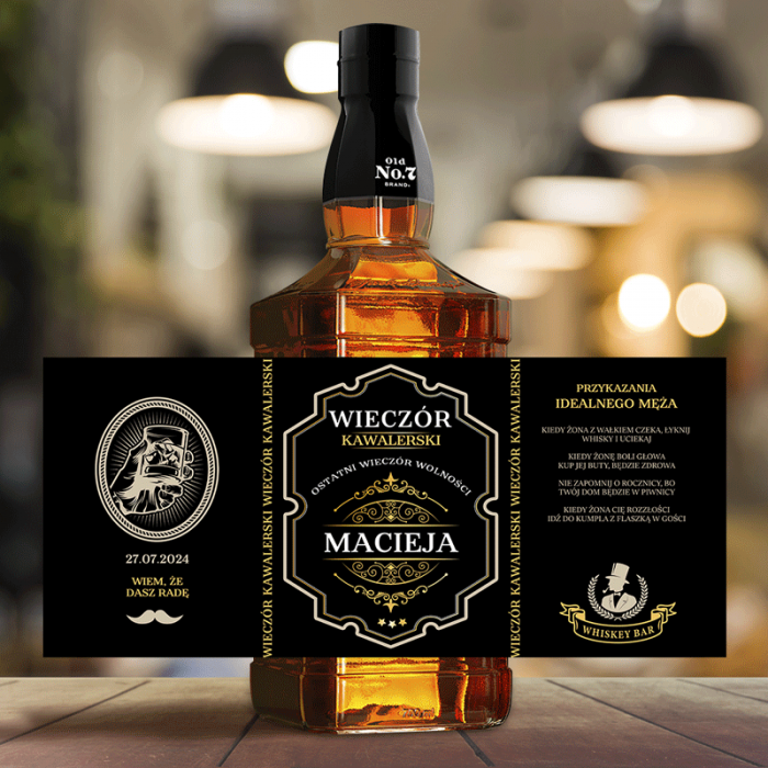 ETYKIETA na Whiskey dla Pana Młodego Prezent na kawalerski