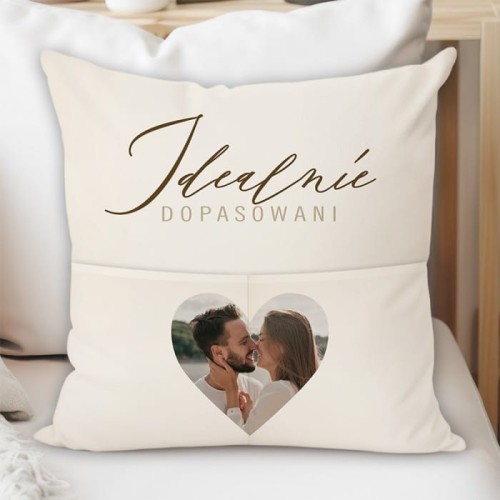 PODUSZKA z kieszeniami ze zdjęciem pary Idealnie Dopasowani