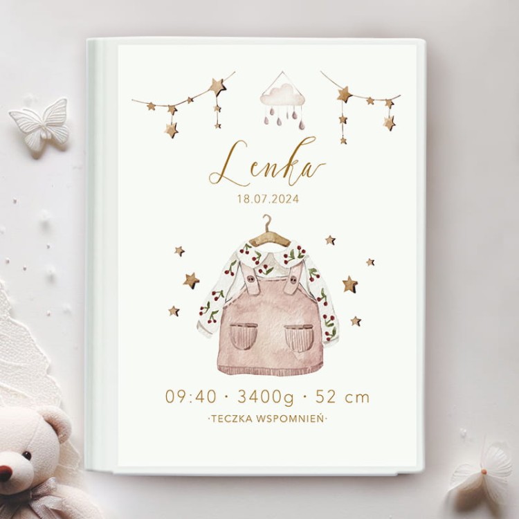 TECZKA z metryczką dla rodziców na dokumenty dziewczynki