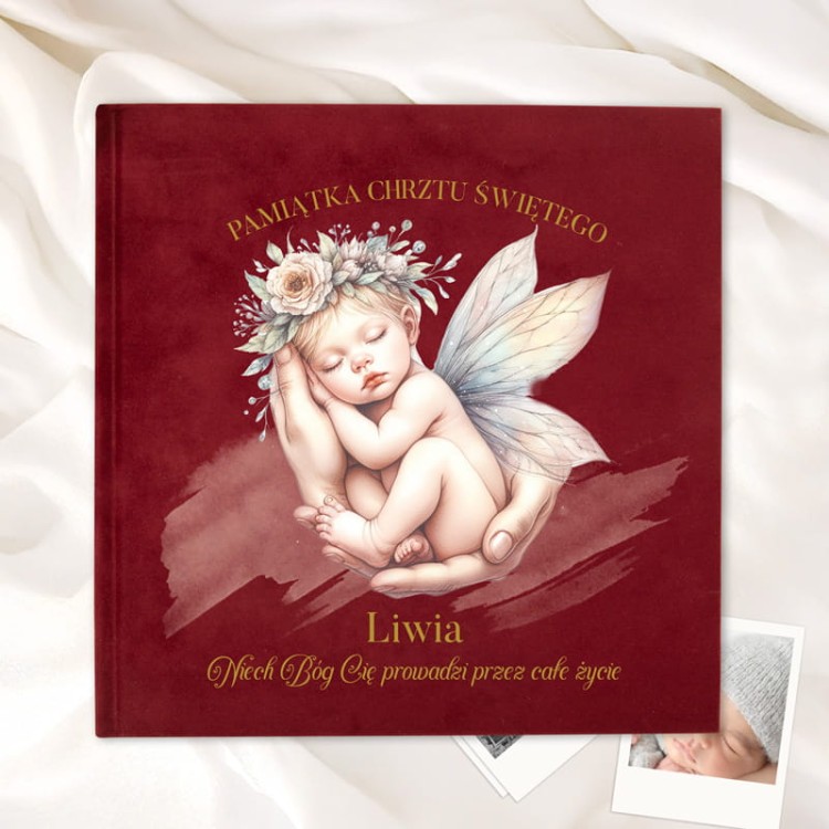 Album welurowy na chrzest dla dziewczynki