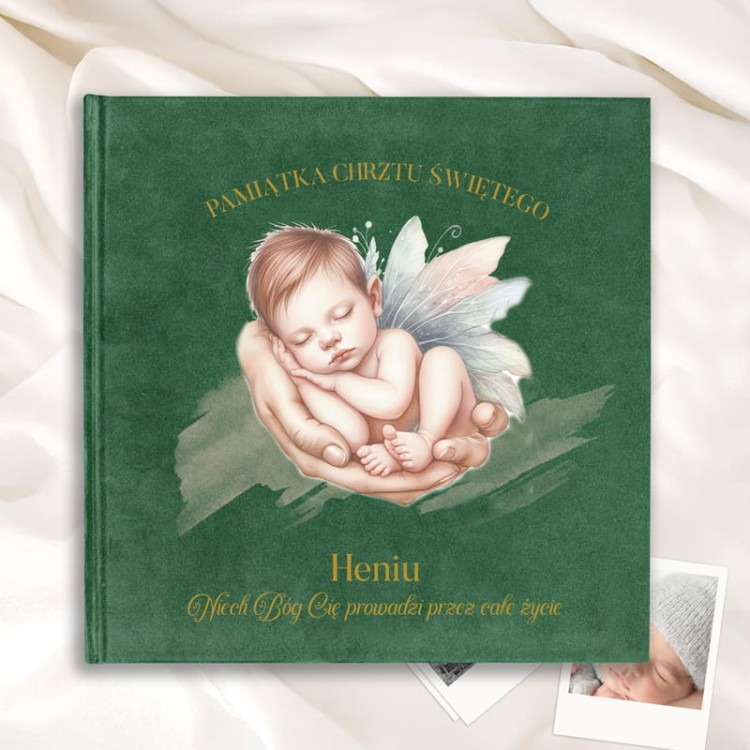 Personalizowany album welurowy prezent dla chłopca na chrzest