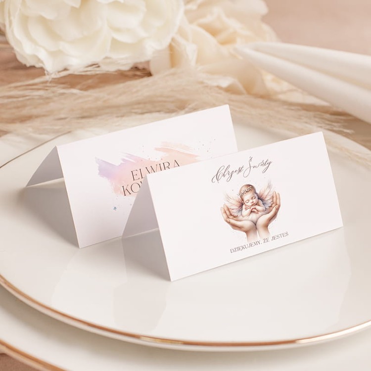 Personalizowana winietka na chrzest święty aniołek