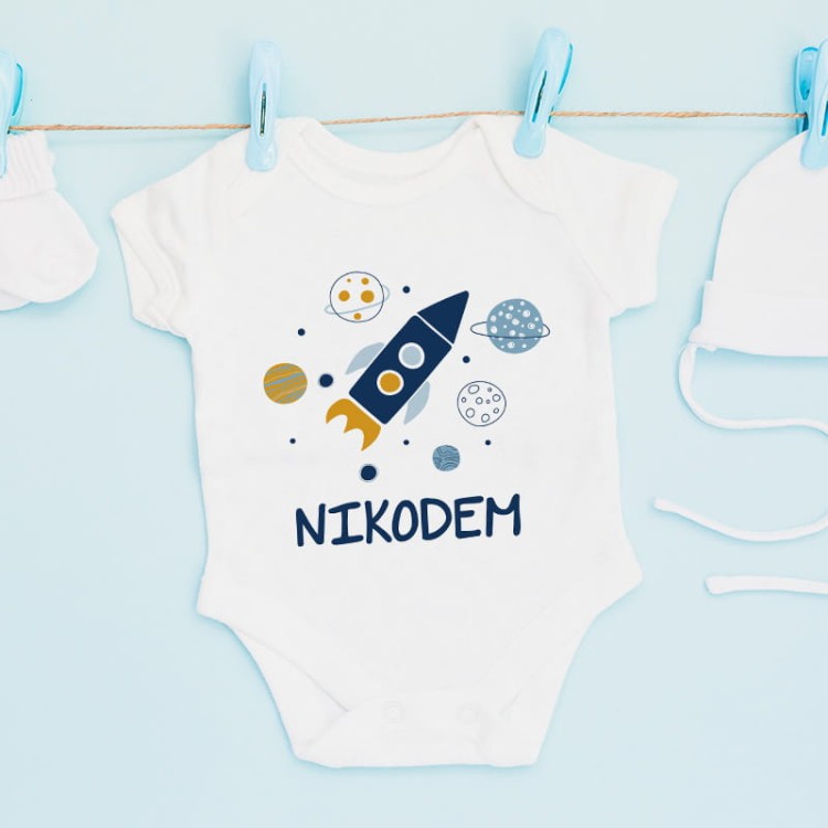 Personalizowane body dla chłopczyka kosmos rakieta