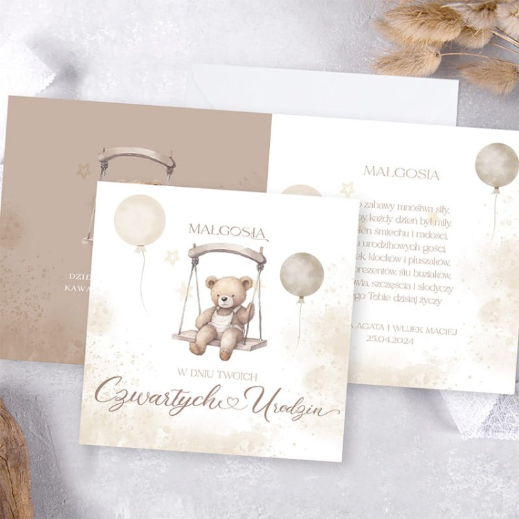Personalizowana kartka na życzenia z misiem