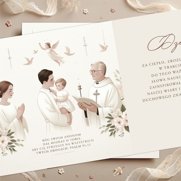 Kartka dla księdza za udzieleniu chrztu podziękowanie