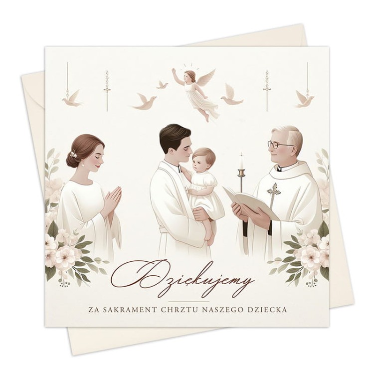 Podziękowanie za udzielenie chrztu kartka dla księdza