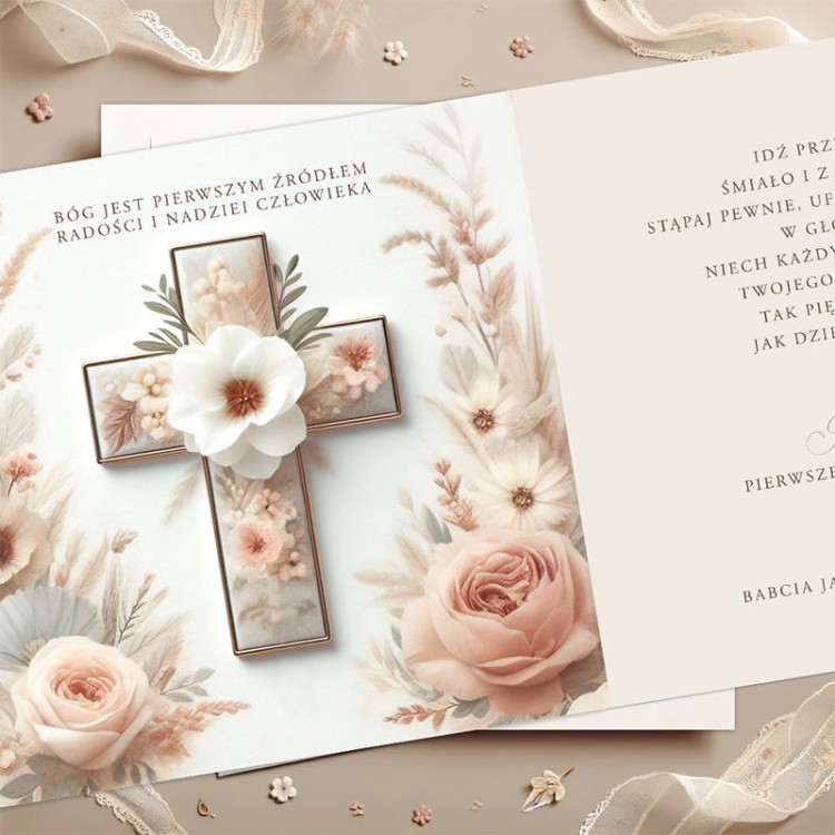 Personalizowana kartka z okazji pierwszej komunii świętej z imieniem