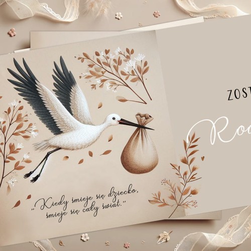 Kartka powiadomienie o ciąży zostaniemy rodzicami baby shower