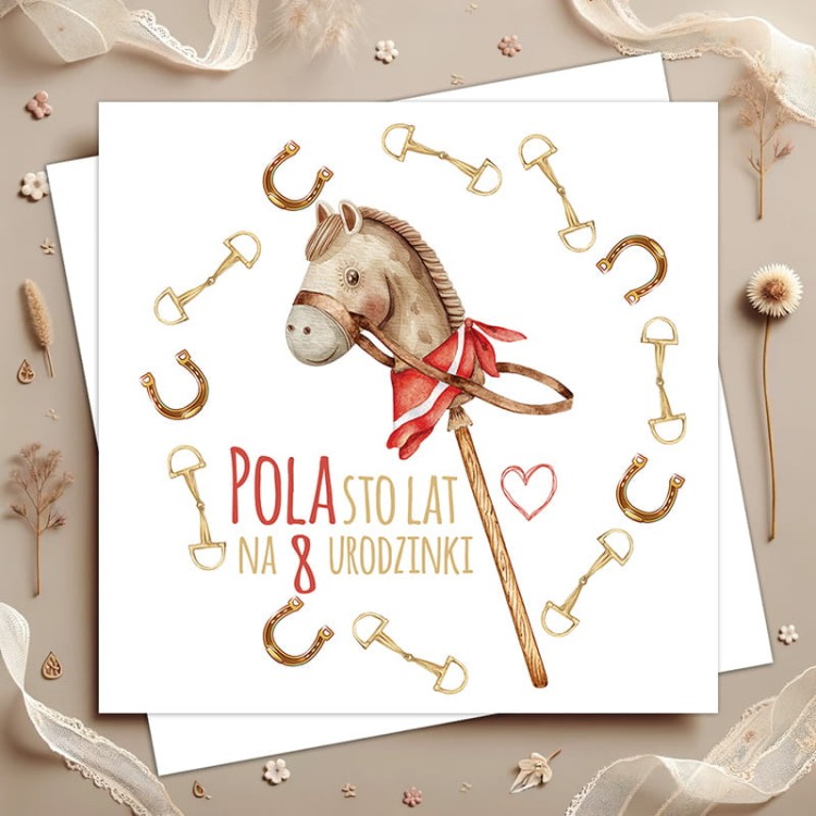 Kartka na urodziny dla dziewczynki hobby horse
