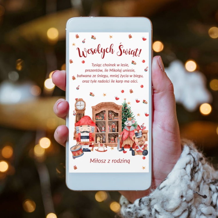 Personalizowana kartka elektroniczna z życzeniami na boże narodzenie