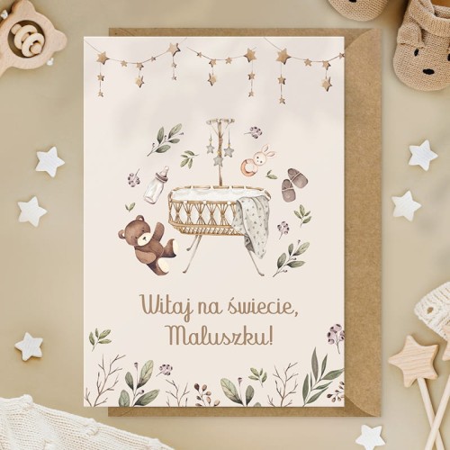 Personalizowana kartka na narodziny z dedykacją dla dziecka BOHO