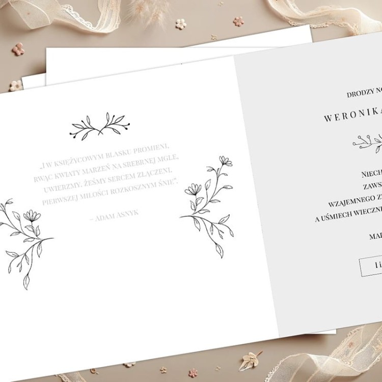 Minimalistyczna personalizowana kartka na ślub