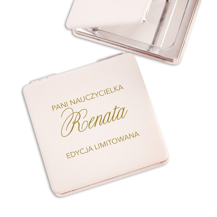 Personalizowane lusterko składane na prezent dla nauczycielki