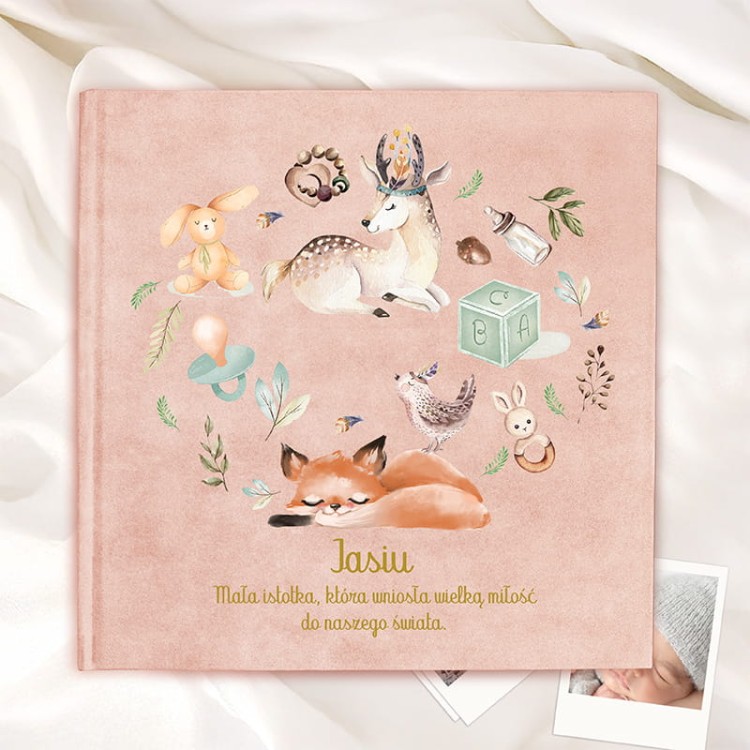 Personalizowany album dla dziecka z motywem leśnych zwierzątek