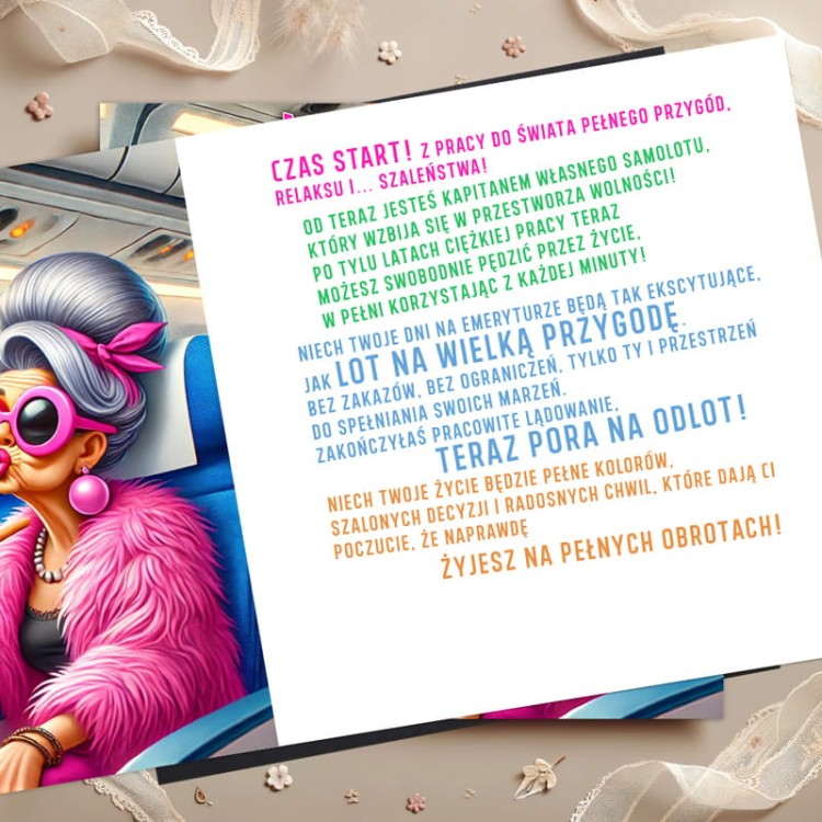 Kartka dla emerytki.