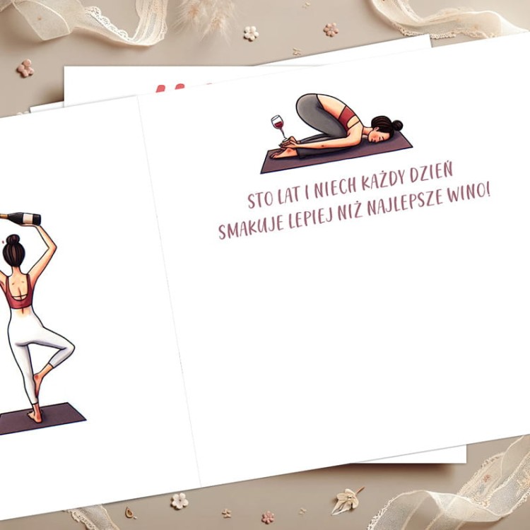 Kartka urodzinowa joga.
