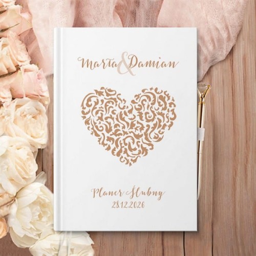 PLANER ślubny w twardej oprawie z imionami narzeczonych KarmeLOVE