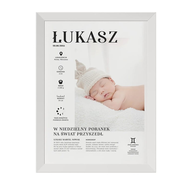 Plakat z metryczką.