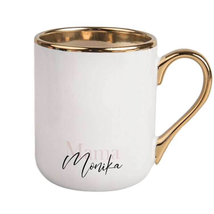 Kubak z pozłacanym uchwytem.