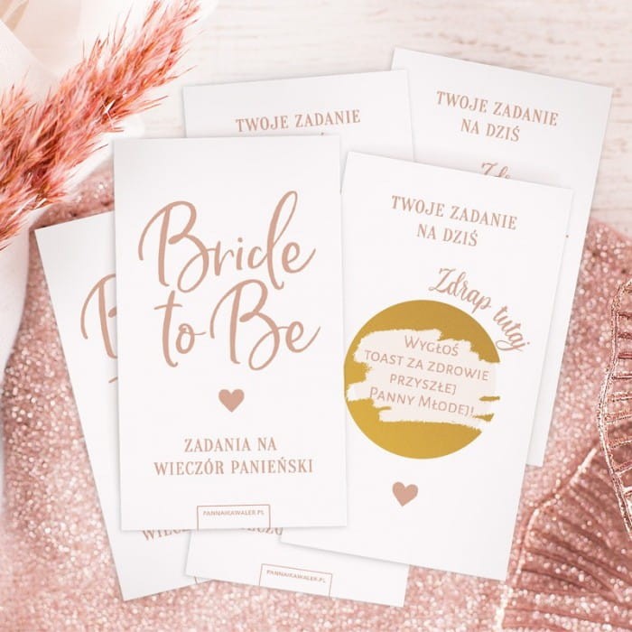 GRA imprezowa na Wieczór Panieński Bride to Be Karty Zadania pod zdrapkami
