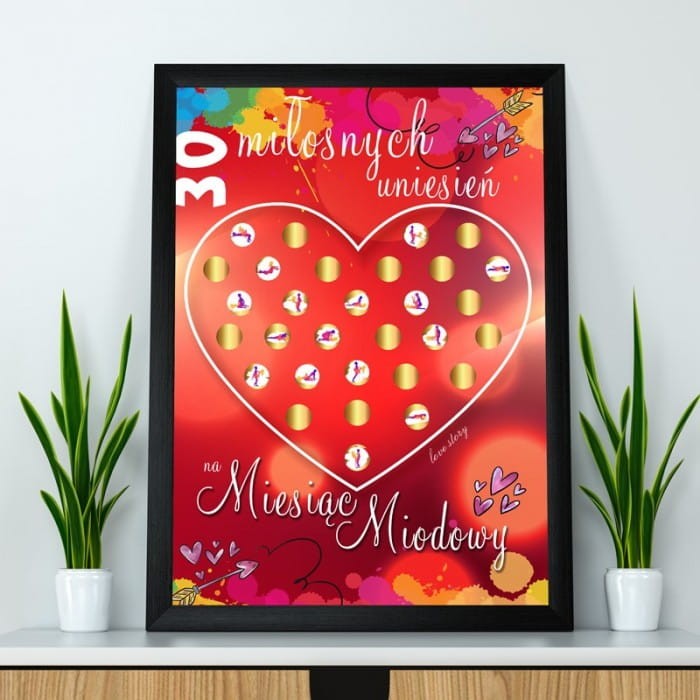 PLAKAT 30 Miłosnych Uniesień Na Miesiąc Miodowy 30 pozycji pod zdrapkami